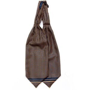 Men's Cravat Ascot 100%silk Gift Box Black Navy Gold Ornament A212